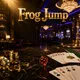 Luxurious dimly-lit casino floor with gold chips, playing cards, and ruby dice on dark marble for Frog Jump casino brand